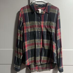 Vans Women Relaxed Fit Long Sleeve Button Up Plaid Flannel Shirt Multicolor XL